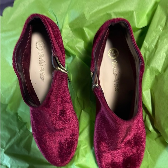 Red Ankle Boots with Velvet Texture and Pointed Toe - Picture 7 of 7